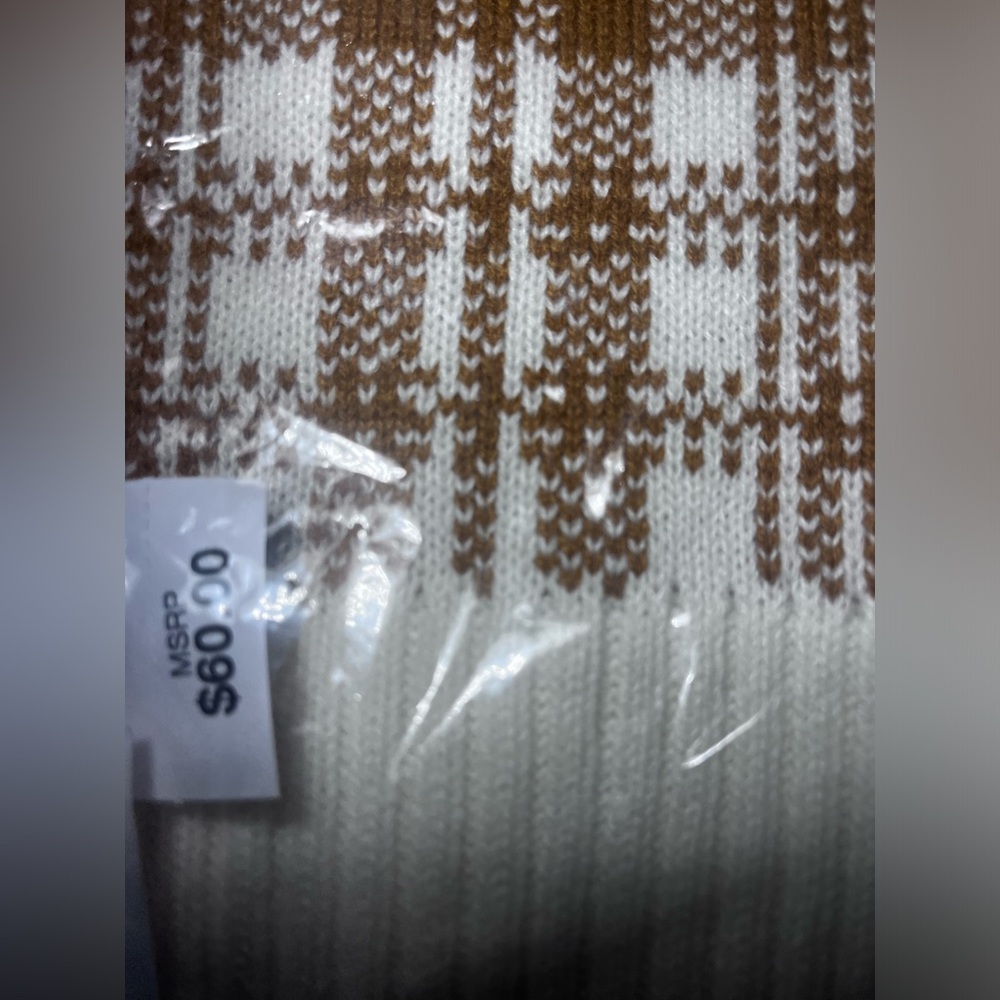 NWT - Timberland Cream and Tan Plaid Scarf